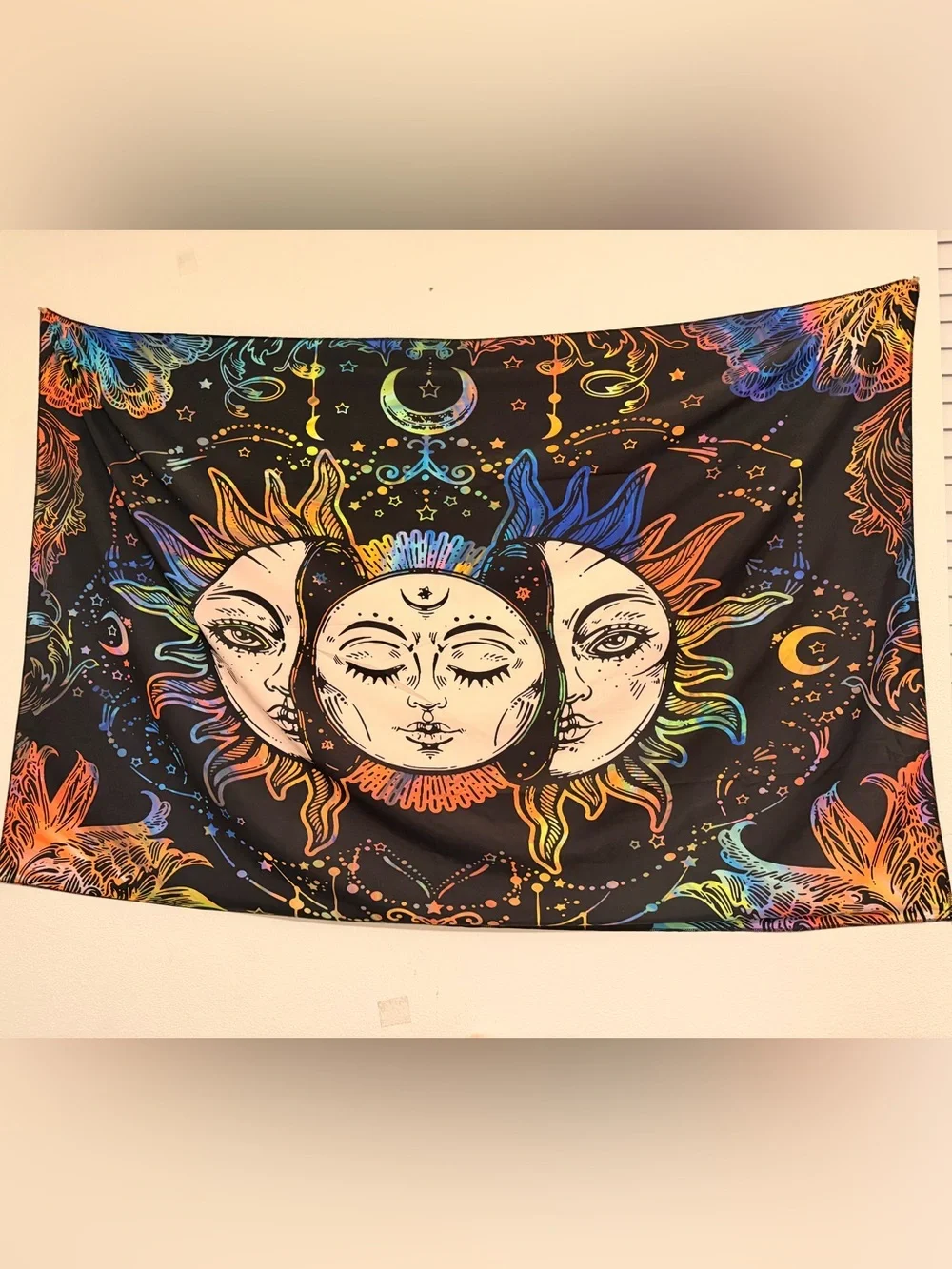 Celestial Sun & Moon Tapestry Wall Art - Multicolor